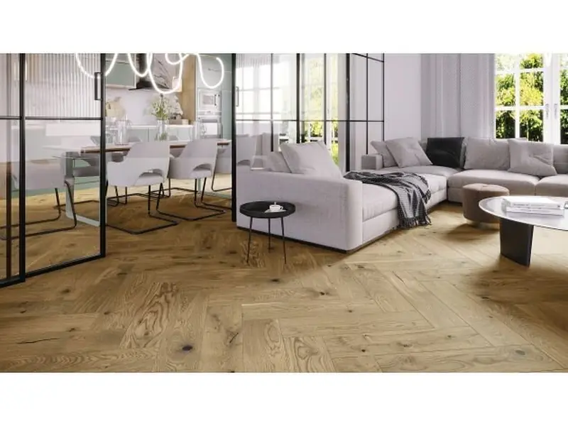 Трислоен паркет Barlinek Дъб Toffee Herringbone, дъски за рибена кост